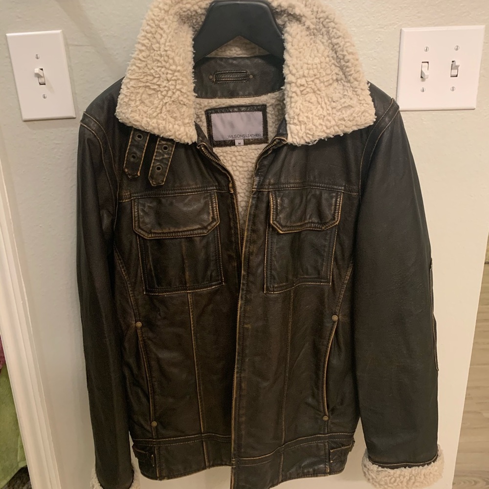 Genuine Leather Shearling Bomber